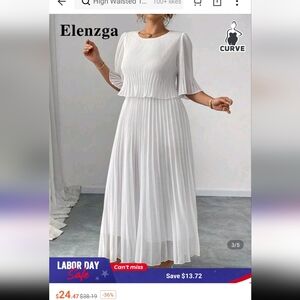 NWOT SHEIN White Pleated Maxi Dress